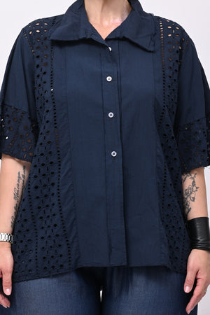 Camicia sangallo - Blu
