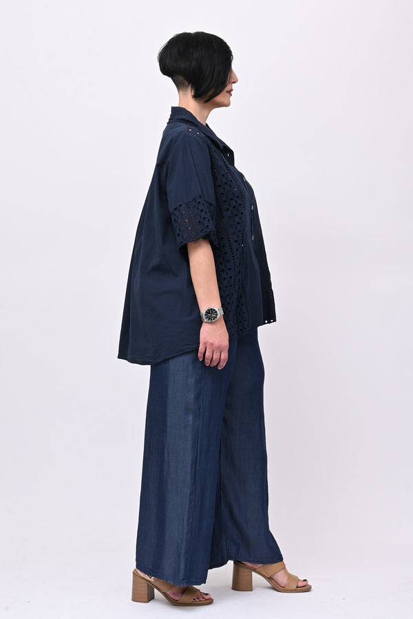 Camicia sangallo - Blu