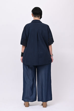 Camicia sangallo - Blu
