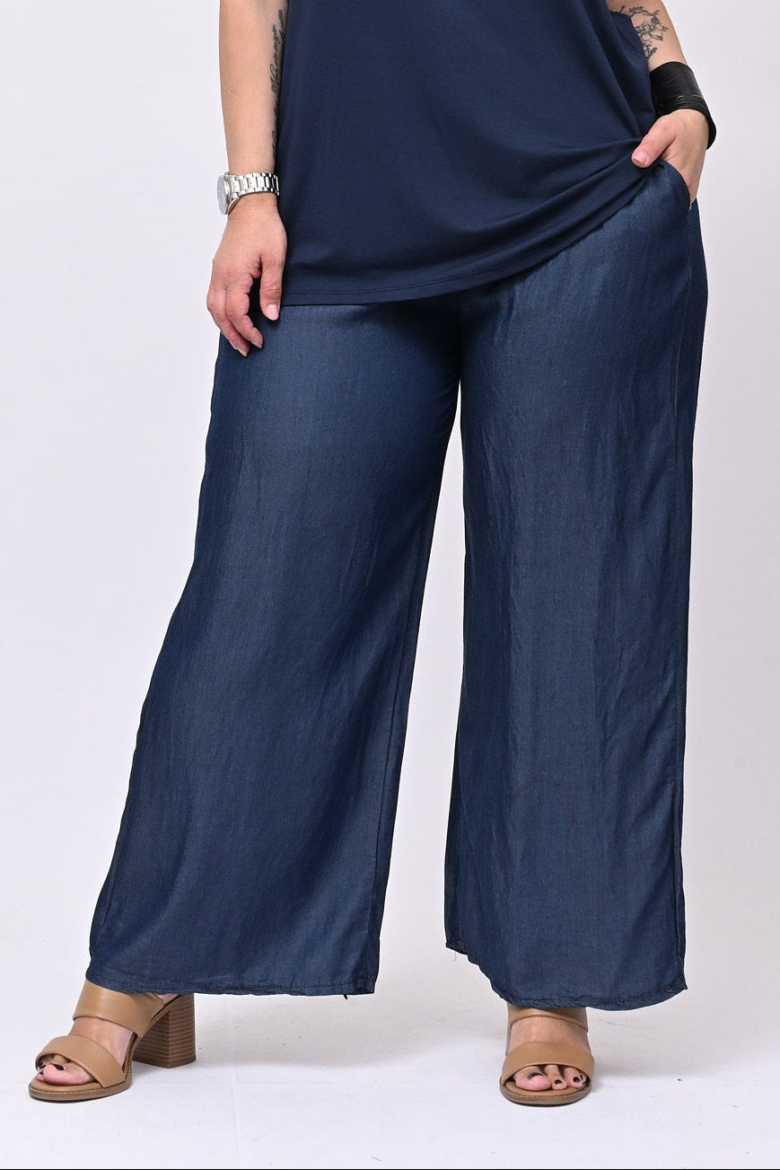 Pantachambray elastico - Jeans scuro
