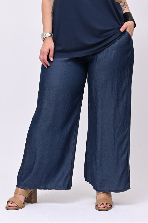 Pantachambray elastico - Jeans scuro