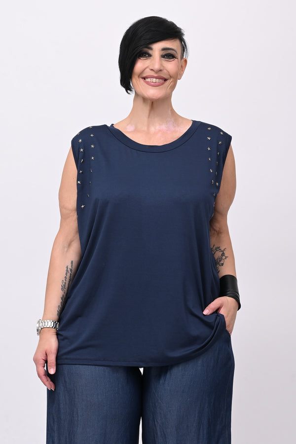 Top stelle borchie - Blu