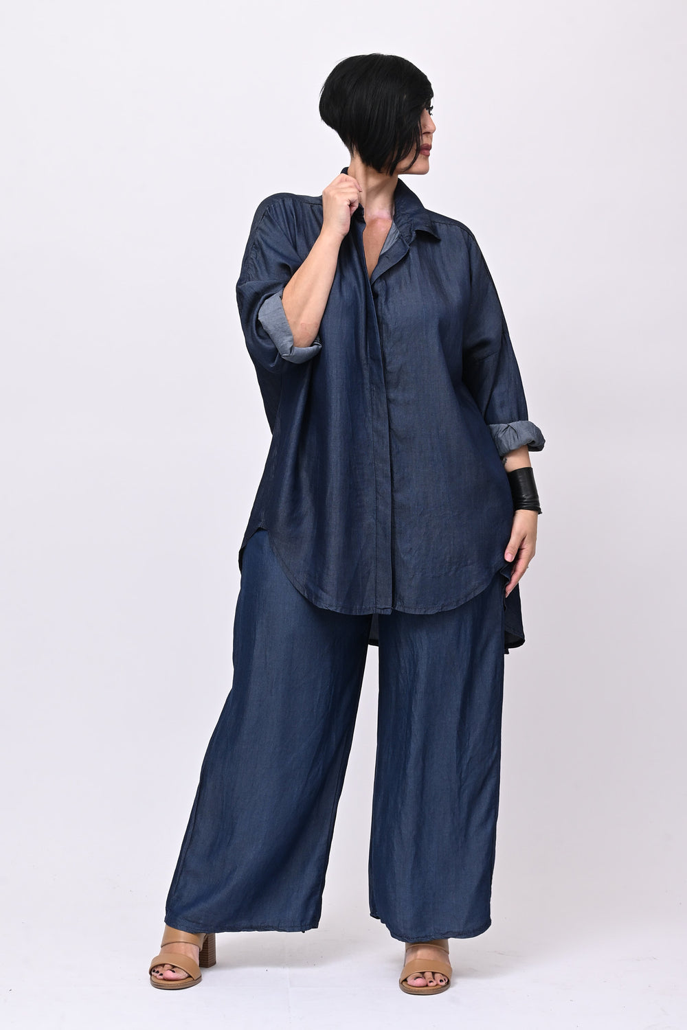 Camicia over chambray - Jeans scuro