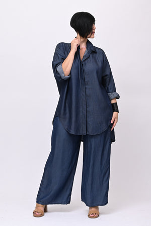 Camicia over chambray - Jeans scuro