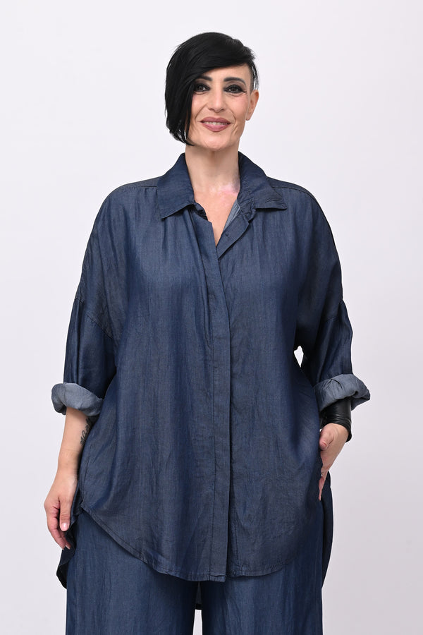 Camicia over chambray - Jeans scuro