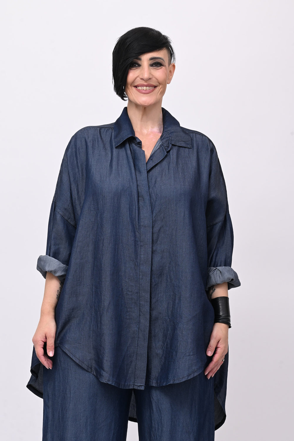 Camicia over chambray - Jeans scuro