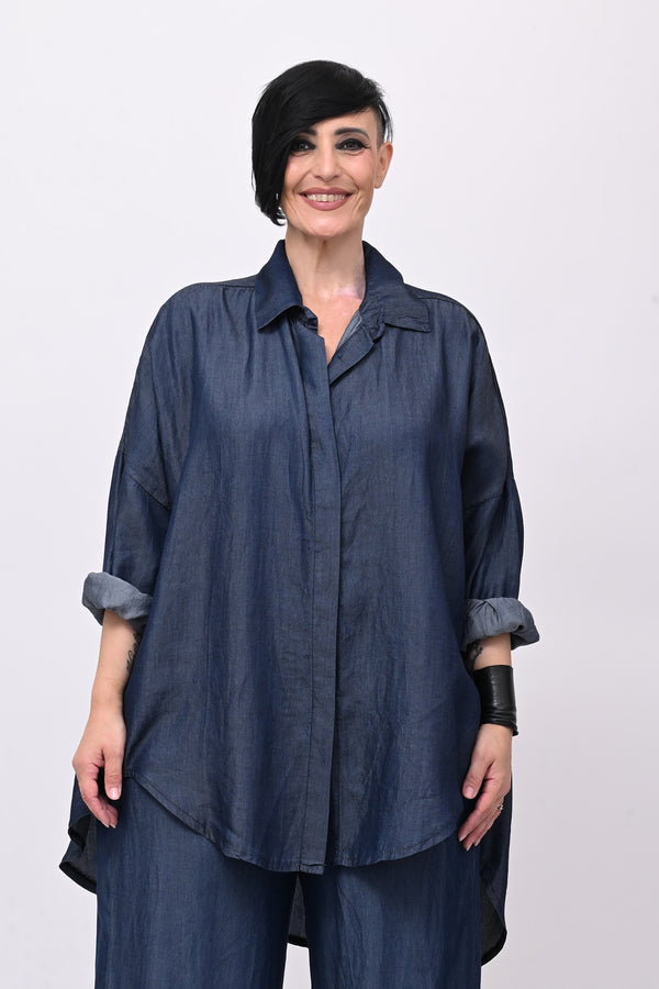 Camicia over chambray - Jeans scuro
