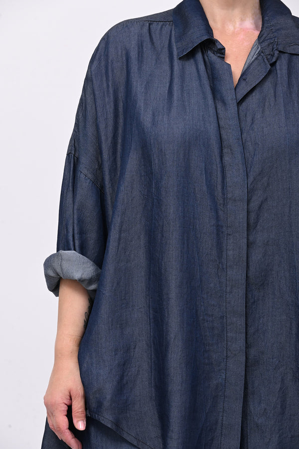 Camicia over chambray - Jeans scuro