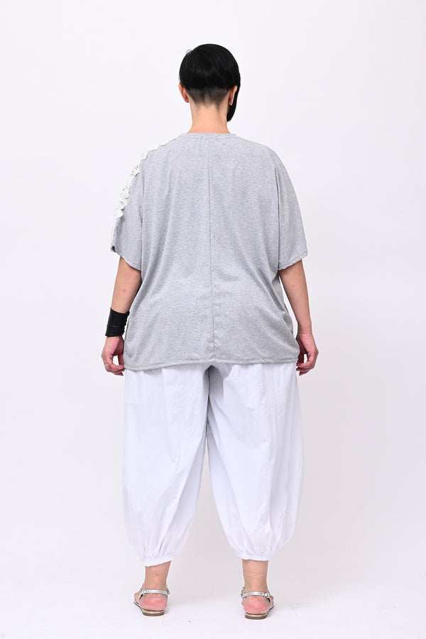 T-shirt over macramè - Grigio sport