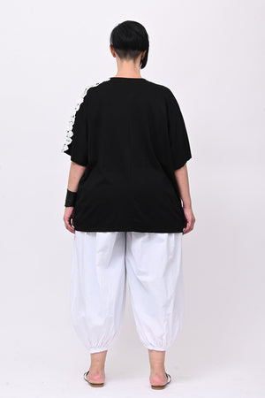 T-shirt over macramè - Nero