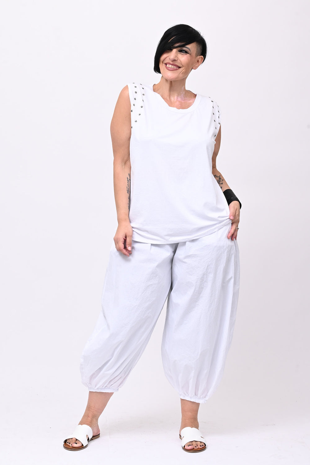 Top stelle borchie - Bianco