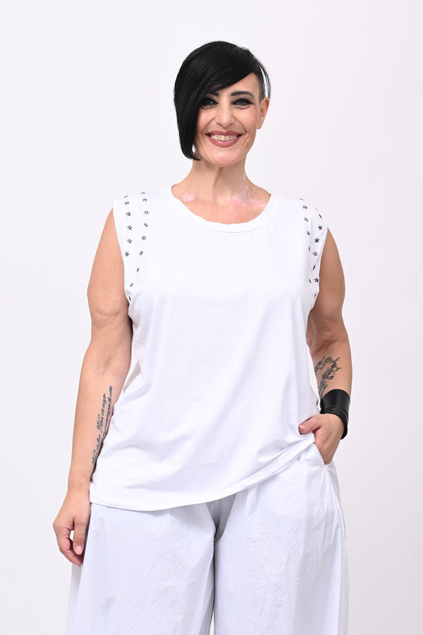 Top stelle borchie - Bianco