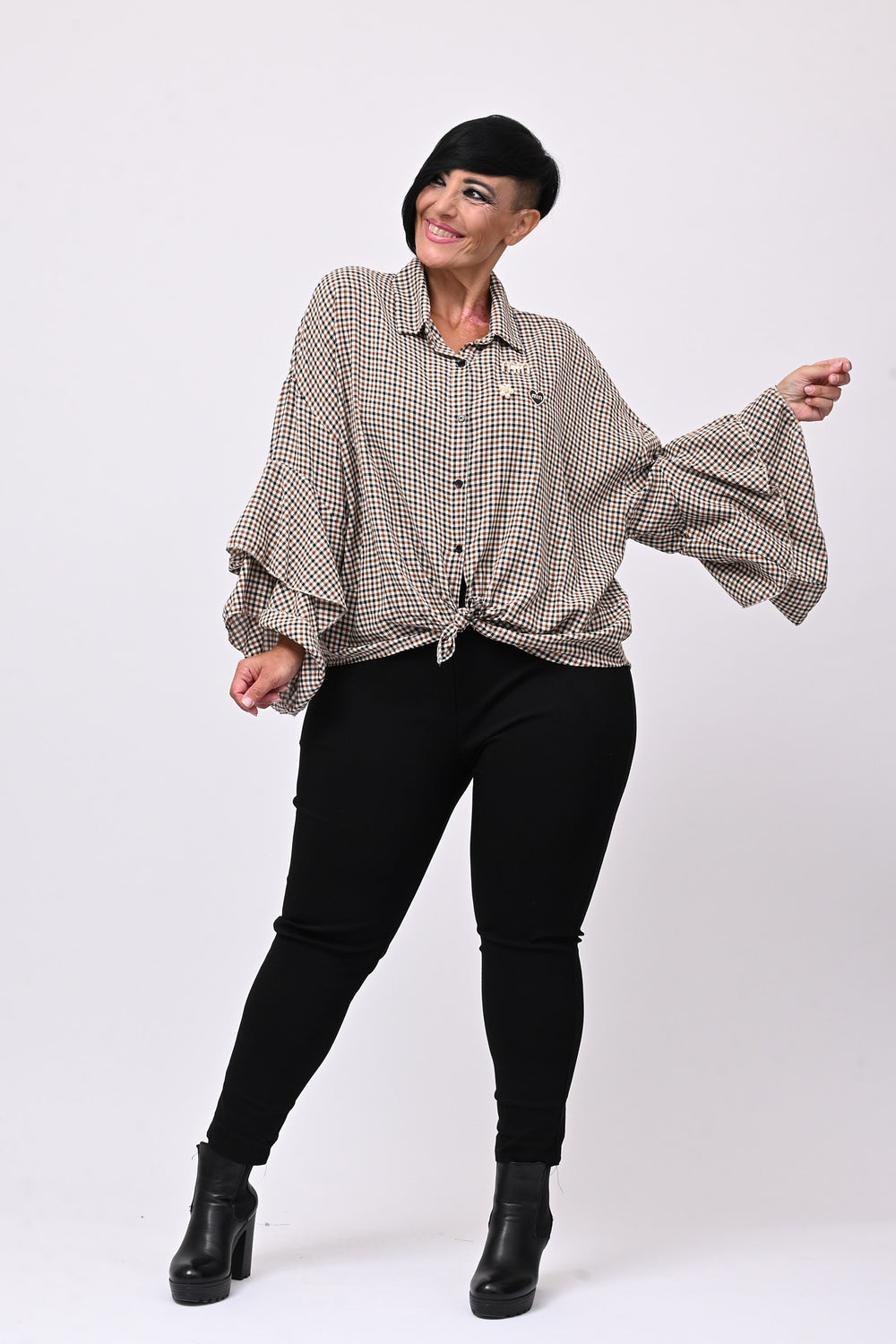 Camicia tartan nodo - Nero