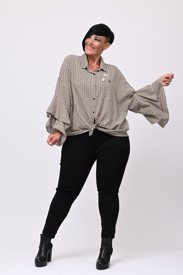 Camicia tartan nodo - Nero