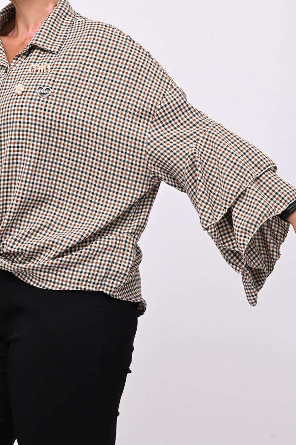 Camicia tartan nodo - Nero