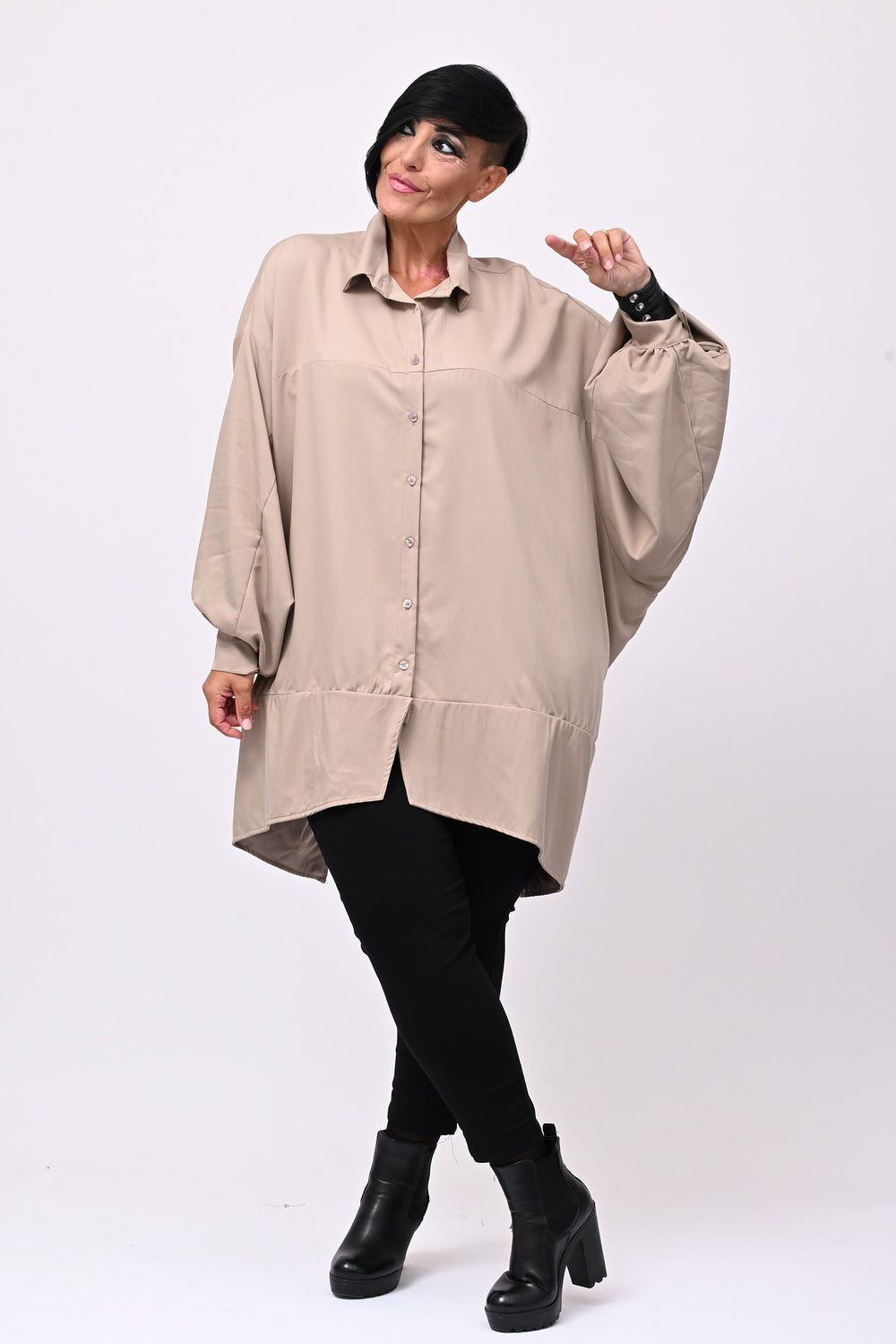 Camicia over stondata - Greige