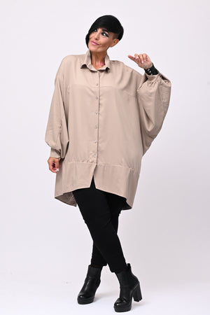 Camicia over stondata - Greige