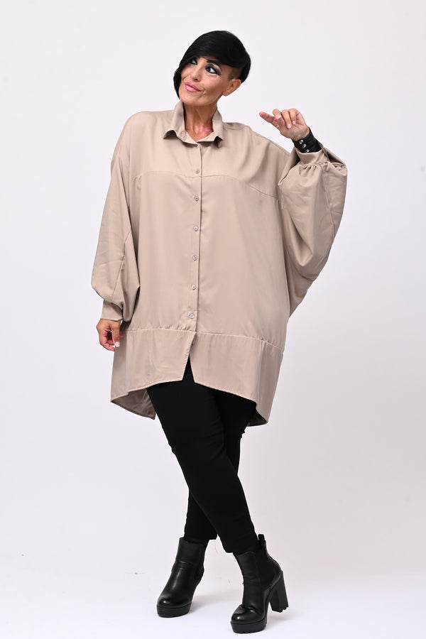 Camicia over stondata - Greige