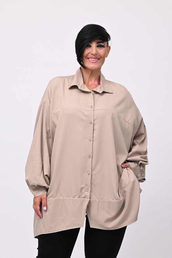 Camicia over stondata - Greige