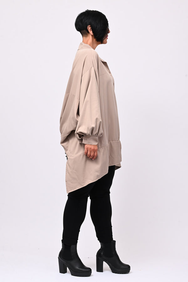 Camicia over stondata - Greige