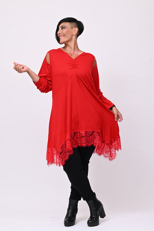 Maglia punte pizzo - Rosso