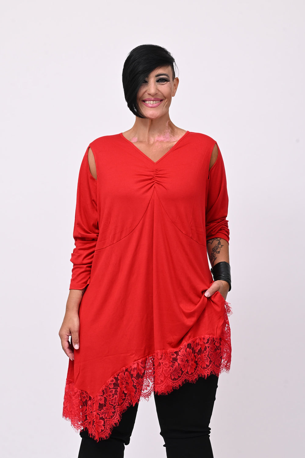 Maglia punte pizzo - Rosso