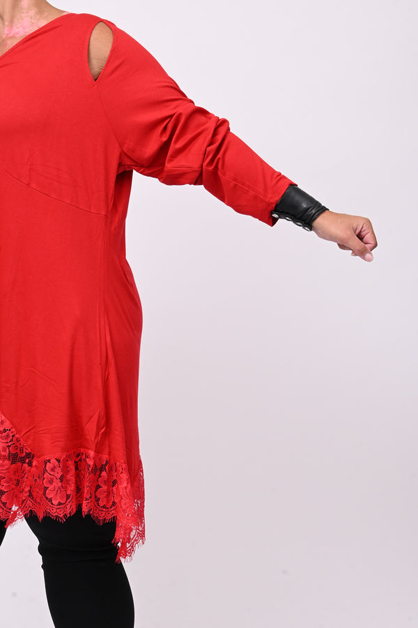 Maglia punte pizzo - Rosso
