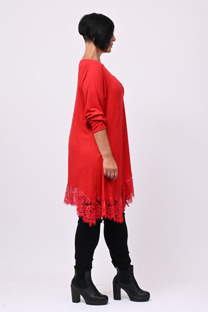 Maglia punte pizzo - Rosso