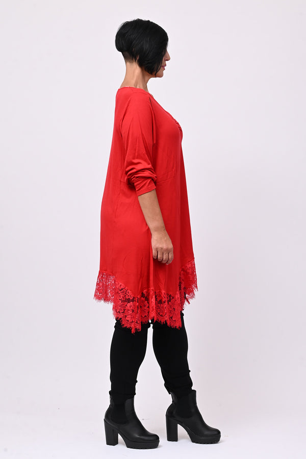 Maglia punte pizzo - Rosso