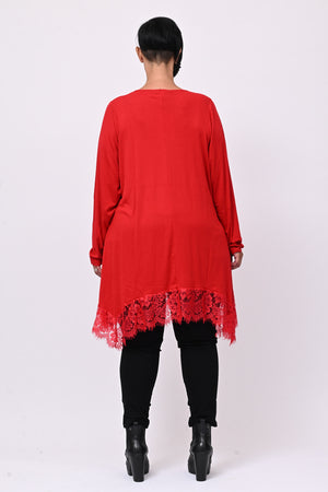 Maglia punte pizzo - Rosso