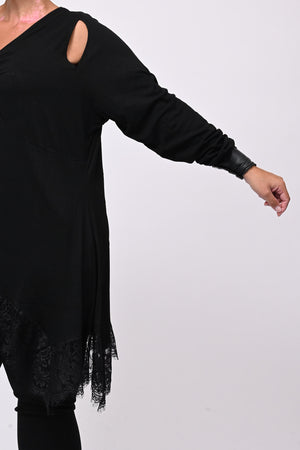 Maglia punte pizzo - Nero