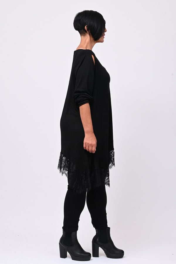 Maglia punte pizzo - Nero