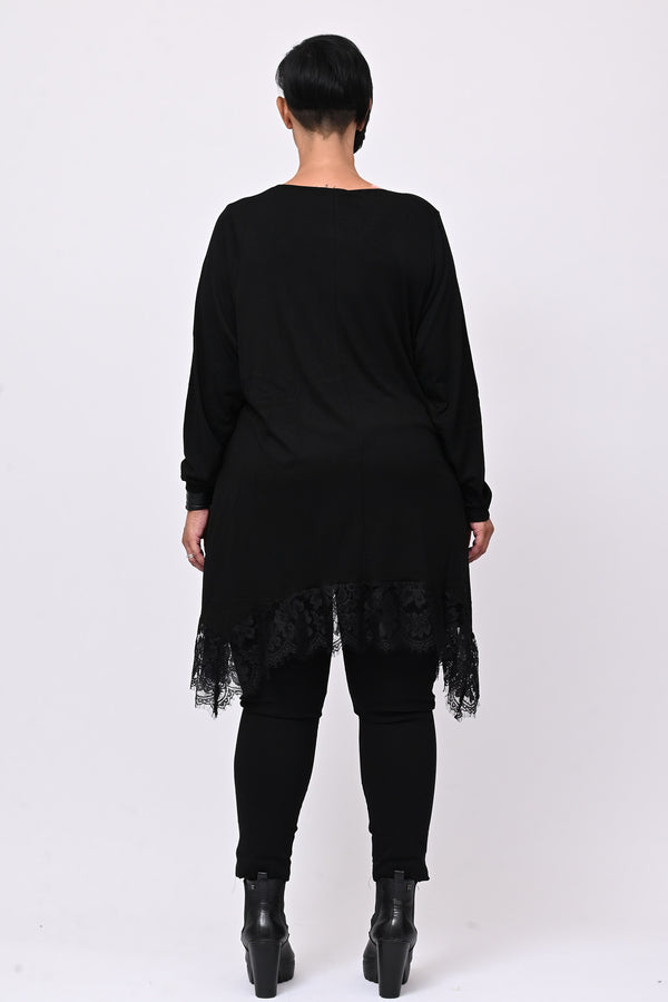 Maglia punte pizzo - Nero