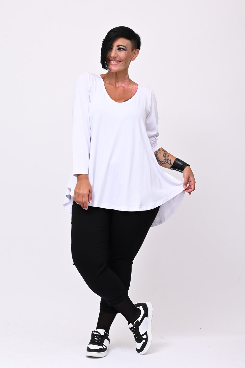 Maglia scollo V ruota - Bianco