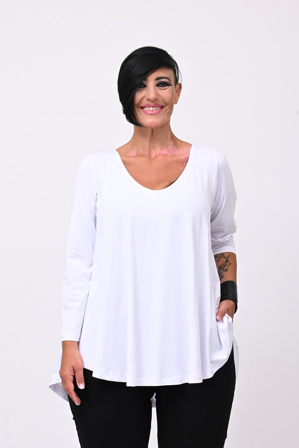 Maglia scollo V ruota - Bianco
