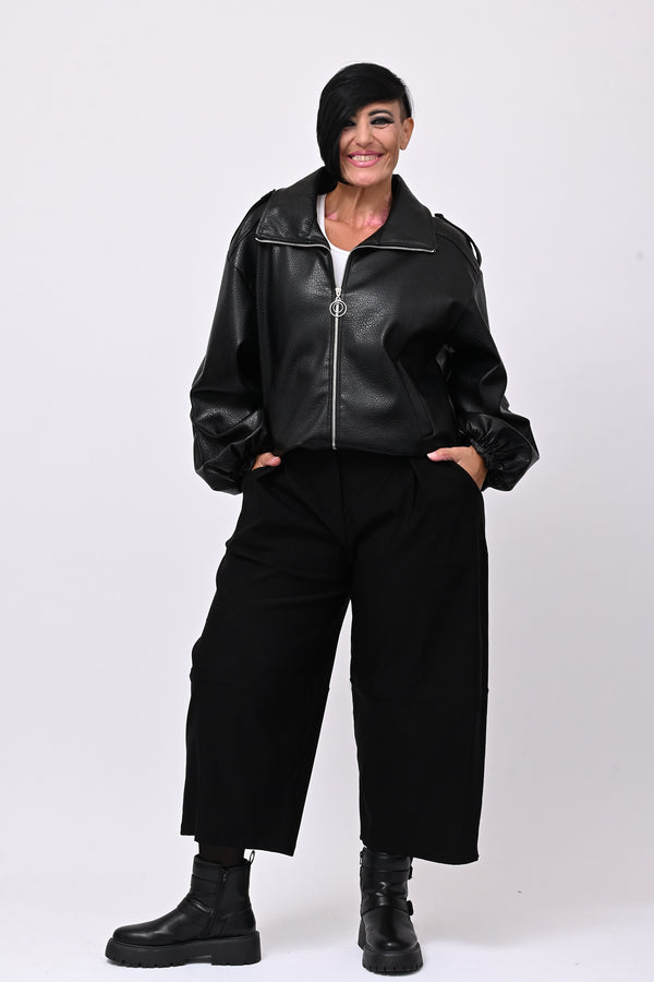 Bomber ecopelle martellata - Nero