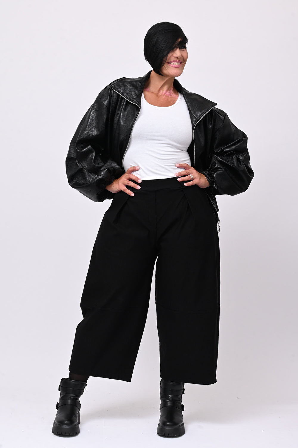 Pantalone bengalina pieghe - Nero