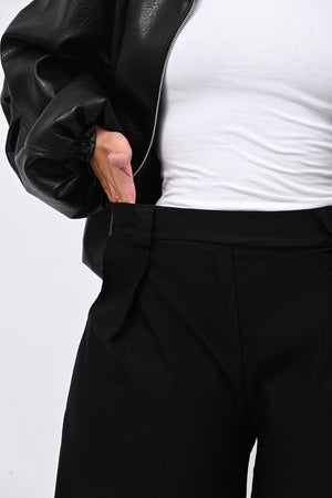 Pantalone bengalina pieghe - Nero