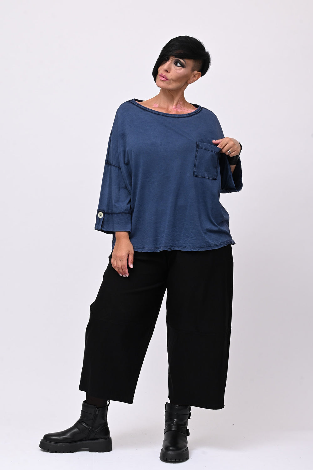 T-shirt maltinta taschino - Blu