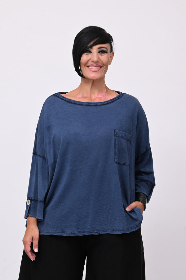 T-shirt maltinta taschino - Blu