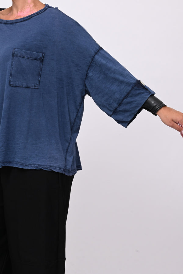 T-shirt maltinta taschino - Blu