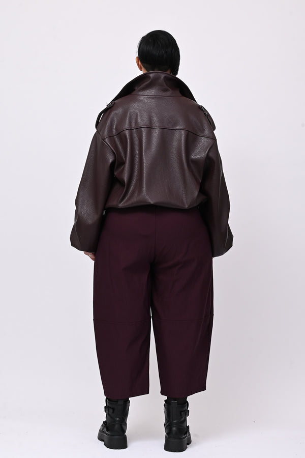 Pantalone bengalina pieghe - Melanzana