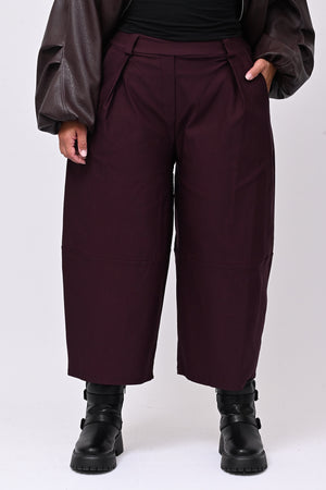 Pantalone bengalina pieghe - Melanzana