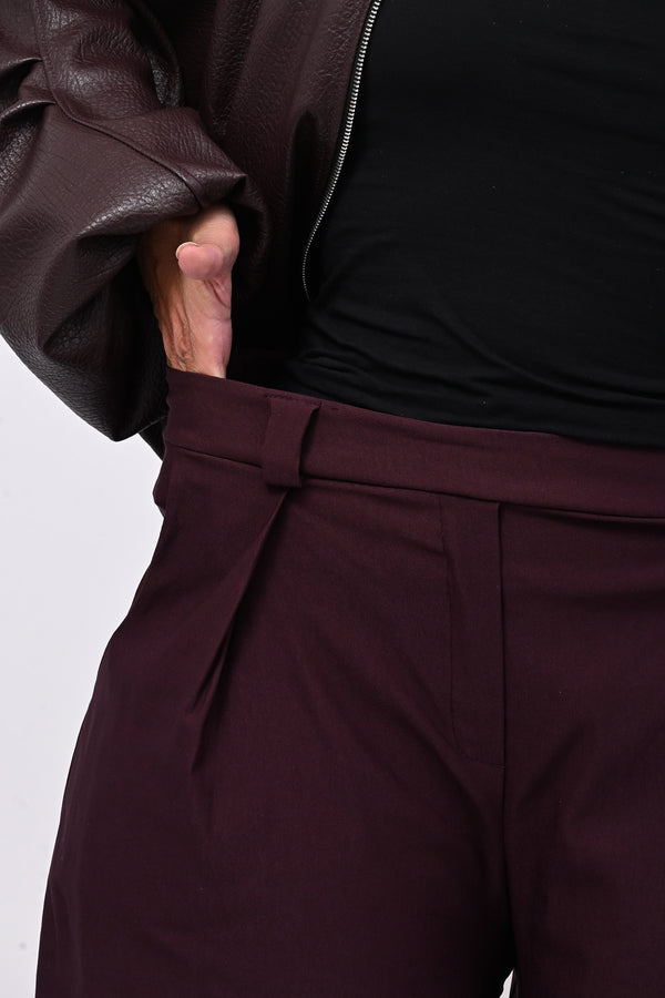 Pantalone bengalina pieghe - Melanzana