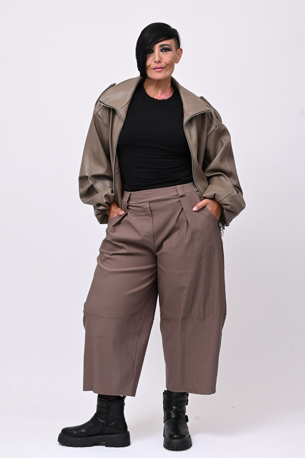 Pantalone bengalina pieghe - Greige