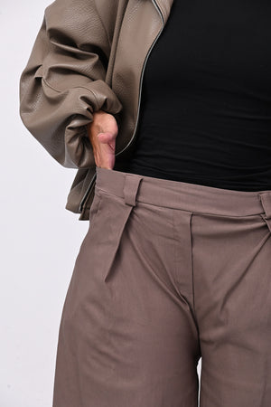 Pantalone bengalina pieghe - Greige