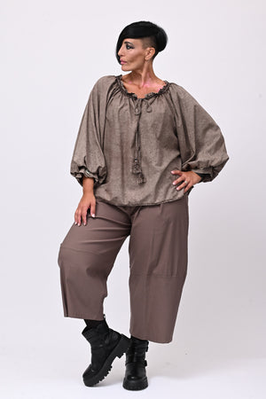 Blusa mussola maltinto - Moro