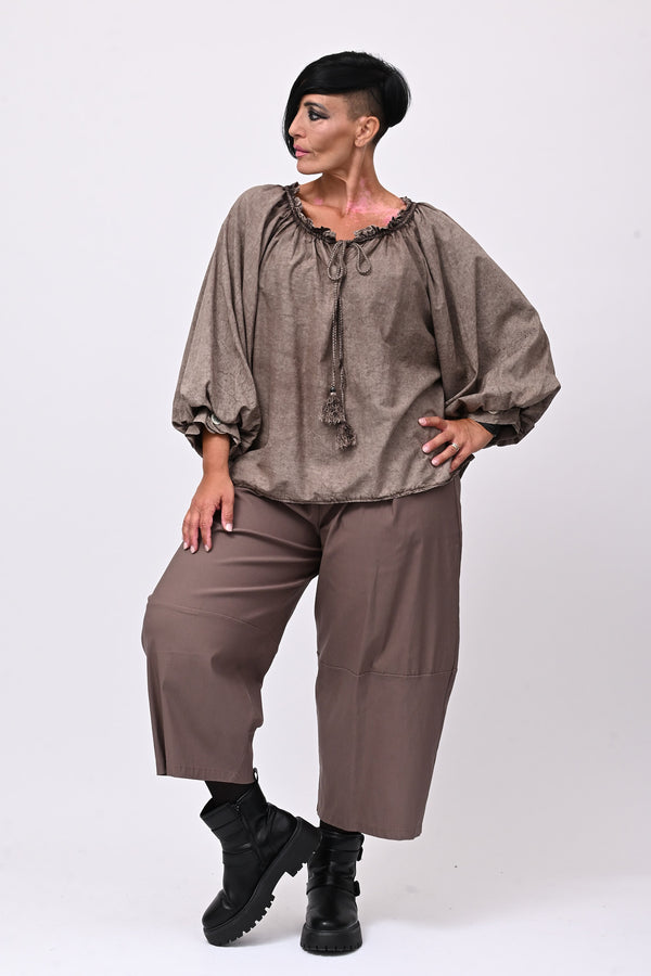 Blusa mussola maltinto - Moro