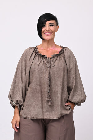 Blusa mussola maltinto - Moro