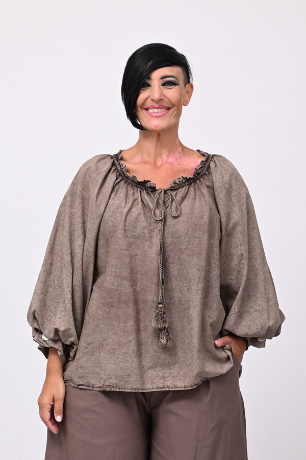 Blusa mussola maltinto - Moro